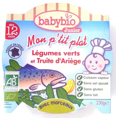 Babybio Mon p'tit plat : Légumes verts et Truite d'Ariège, avec morceaux