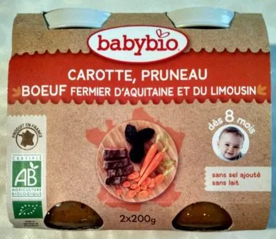 Babybio Petit Pot Carotte, Pruneau, Boeuf Fermier Aquitaine & Limousin