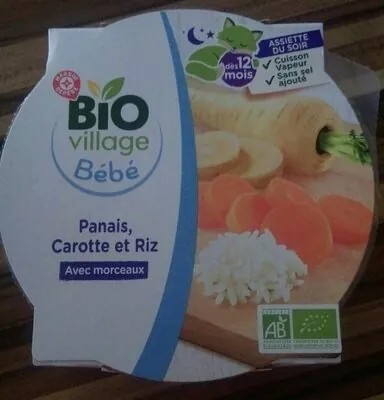 Bio Village Panais, carotte et riz bébé 12 mois