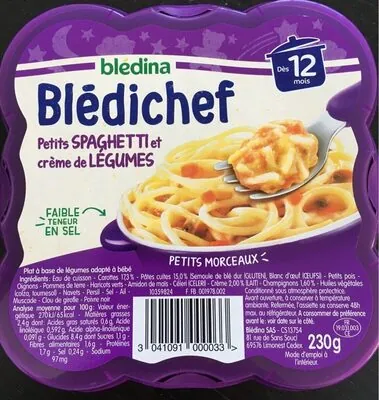 Blédichef Blédichef petits spaghetti et crème de légumes