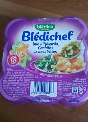 Blédichef Duo d'épinards carottes et petites pâtes