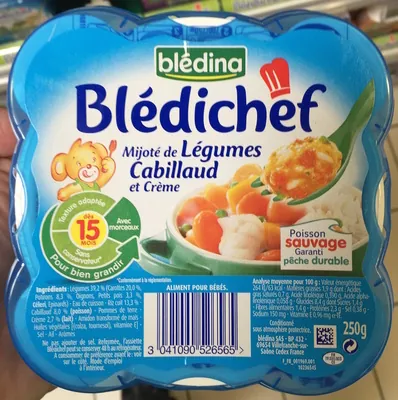 Blédina Blédichef Mijoté de Légumes Cabillaud et Crème