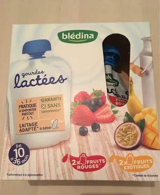 BLEDINA Blédina Gourdes lactées 4x85g Exotiques/Fruits rouges 10 mois