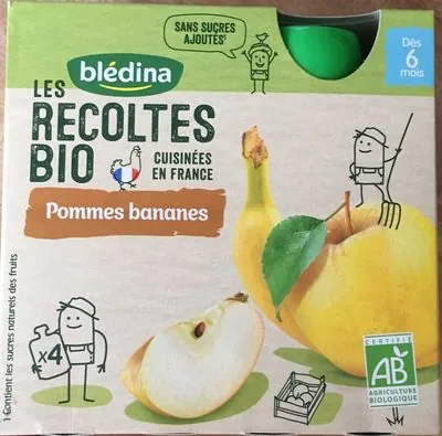 Blédina LES RECOLTES BIO Gourde Pommes Bananes 4x90g Dès 6 mois