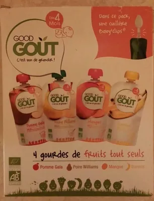 Good Goût Gourdes de Fruits - Pomme Gala - Poire Williams - Mangue - Banane
