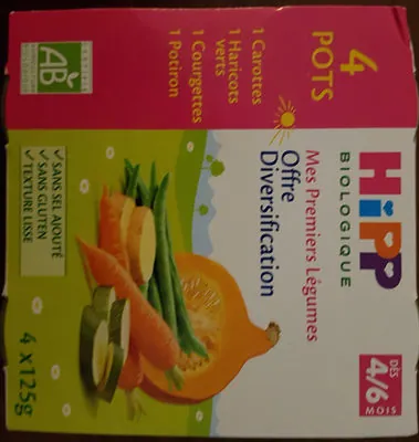 Hipp Mes Premiers Légumes (Offre diversification Haricots verts, Carottes, Courgettes, Butternut)