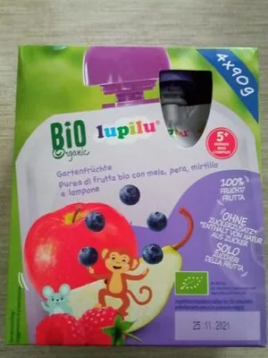 Lupilu Purea di frutta bio con mela pera mirtillo e lampone