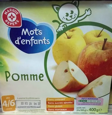 Marque Repère Compotes Mots d'enfants Pommes 6 mois