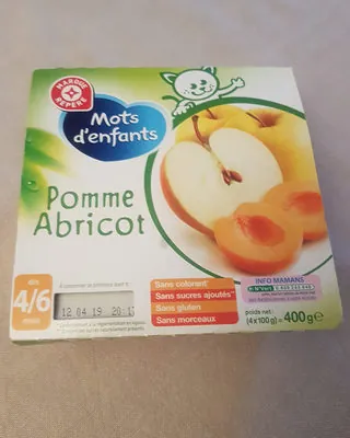 Marque Repère Puree de fruits Mots d'enfants Pomme abricot 4 6 mois