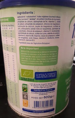 Modilac Lait bébé en poudre bio 10 à 36 mois