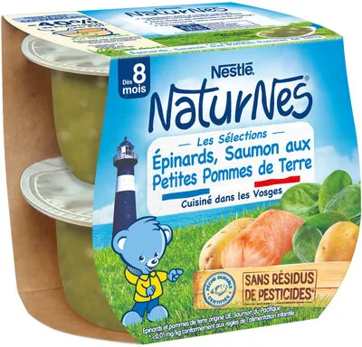 Nestlé NESTLE NATURNES Les Sélections Epinard,Saumon, petites pdt-2x200g-Dès 8 mois