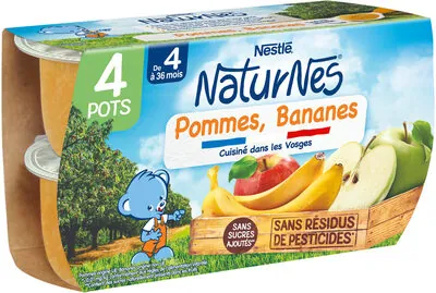 Nestlé NESTLÉ NATURNES Purée bébé Pommes Bananes -4x130g -Dès 4/6 mois