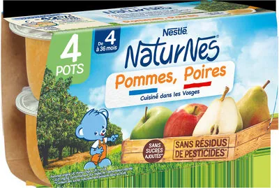 Nestlé NESTLÉ NATURNES Purée bébé Pommes Poires -4x130g -Dès 4/6 mois