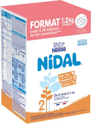 Nestlé NESTLE NIDAL 2 Lait de suite 2ème âge 2x600g dès 6 mois