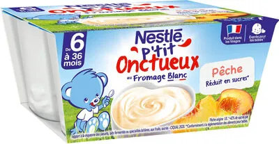 Nestlé NESTLÉ P'TIT ONCTUEUX au Fromage Blanc Pêche - 4 x 100g - Dès 6 mois