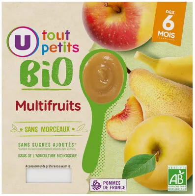 U Dessert bébé Multifruits, de 6 à 12 mois - 4x100g - Petits pots bébé
