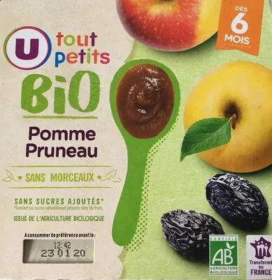 U Dessert bébé Pomme et pruneau, de 6 à 12 mois - 4x100g - Petits pots bébé