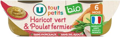 U Plat bébé du midi Haricots verts poulet, de 6 à 12 mois - 2x200g - Repas bébé