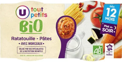 U Plat bébé du soir Ratatouille & pâtes, dès 12 mois -2x200g - Repas bébé