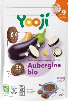 Yooji Purée surgelée d'aubergine bio avec petits morceaux fondants pour bébé dès 9 mois