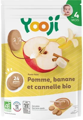Yooji Purée surgelée de pomme, banane et cannelle bio lisse pour bébé dès 4 mois